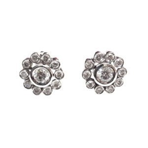 Circular Bubble Diamond Cluster Earrings (WG)