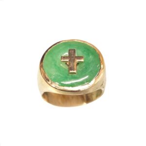 Cross Green Jade Ring