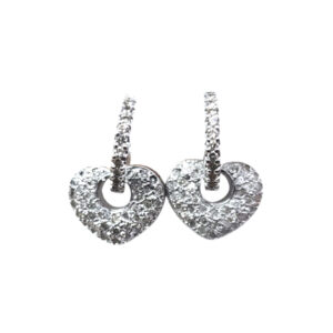 Diamond Cluster Heart Hoop Earrings (WG)