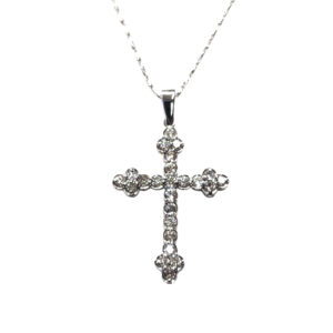 Diamond Catholic Cross Pendant (WG)